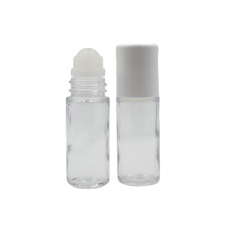 Flacon roll-on en verre blanc à bille pour huiles essentielles