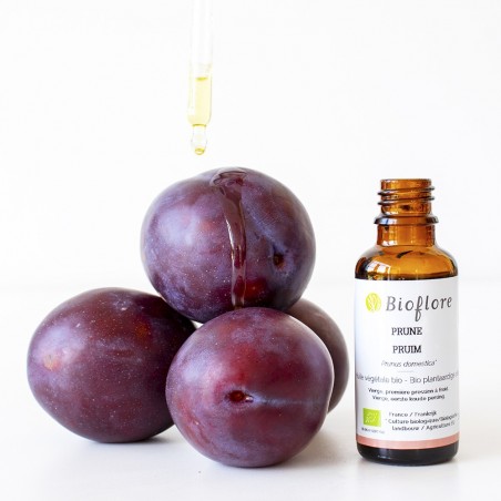 Huile végétale de prune bio, éclat et nutrition des peaux sèches