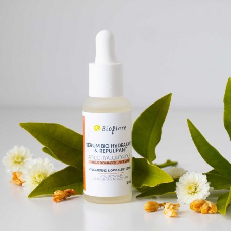 Hydraterend en voller makend serum, hyaluronzuur, oranjebloesem en aloë vera - Bioflore
