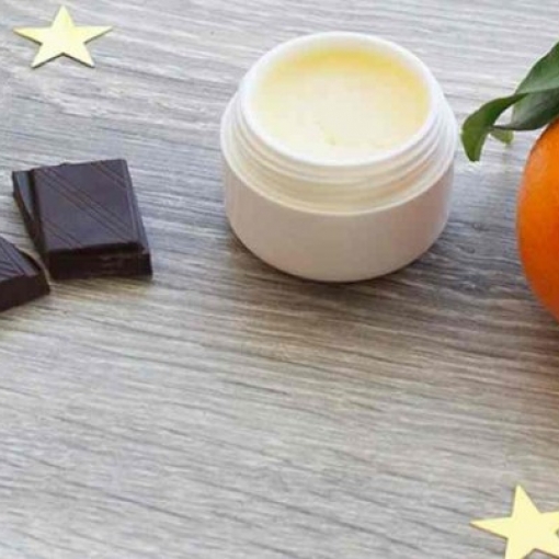Baume à lèvres coco - cacao - mandarine maison